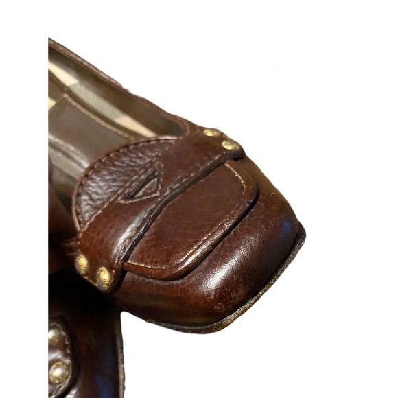 Authentic Burberry Italy Leather Brown High Heel Loafer Shoes - Picture 6 of 15